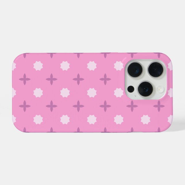 Pink Star Petal Dot Pattern iPhone Case (Back Horizontal)