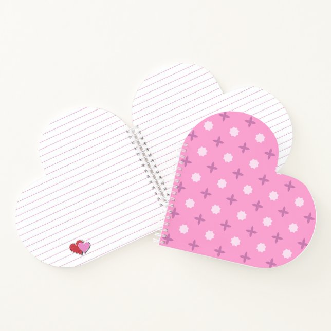 Pink Star Petal Dot Pattern Notebook (Inside)