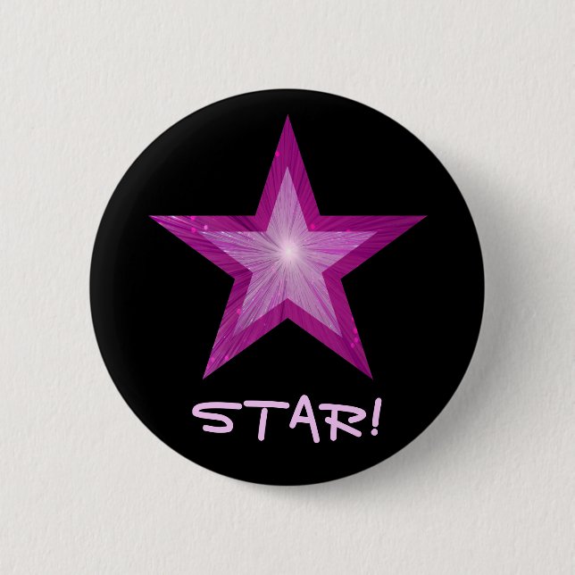Pink Star 'STAR!' button black (Front)