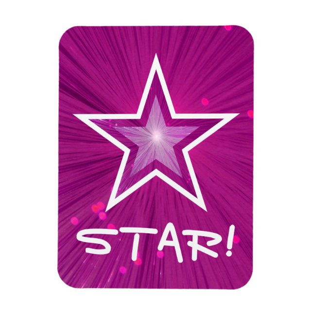 Pink Star 'STAR!' flexible magnet (Vertical)