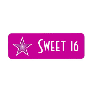 Pink Star 'Sweet 16' label small pink