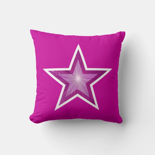 Pink Star 'Text' throw pillow square white (Front)