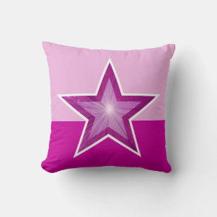 Pink Star throw pillow square two colour pink