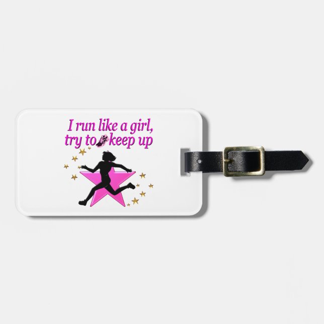 PINK STAR TRACK AND FIELD CHAMPION LUGGAGE TAG (Front Horizontal)
