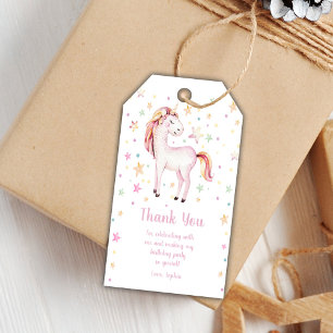 Pink Star Unicorn Birthday Favor Tags