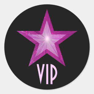 Pink Star VIP autocollant rond noir