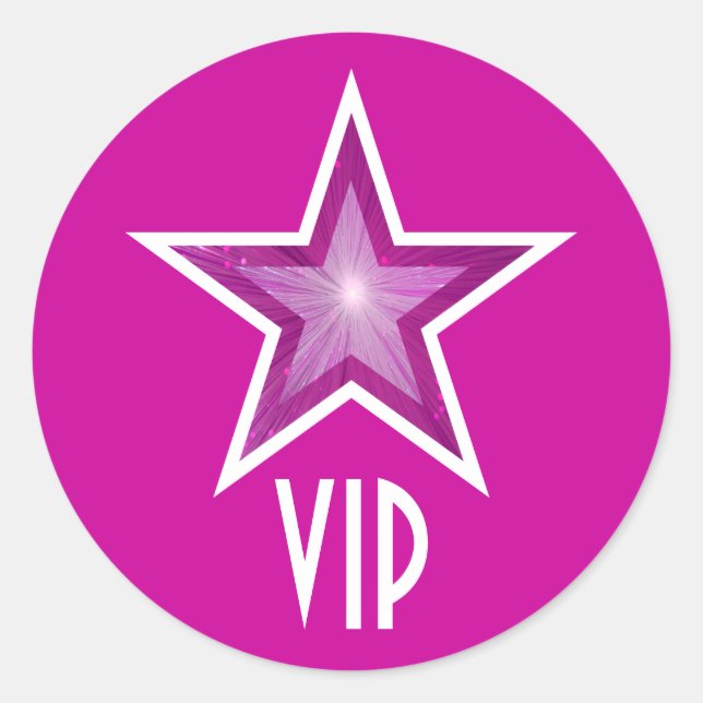 Pink Star VIP autocollant rond rose (Devant)