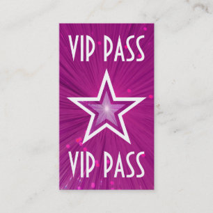 Pink Star 'VIP PASS' business card white back