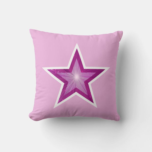 Pink Star White square pale pink white back Throw Pillow (Front)