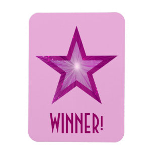Pink Star 'Winner!' flexible magnet pale pink