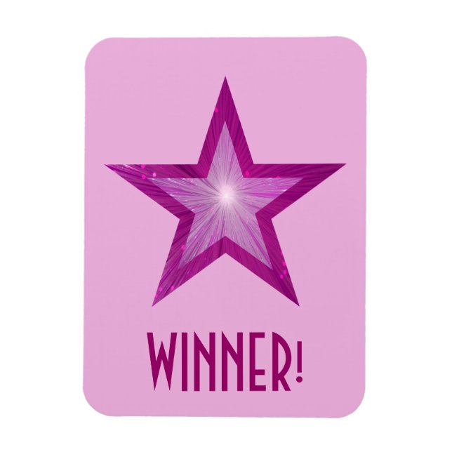 Pink Star 'Winner!' flexible magnet pale pink (Vertical)