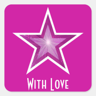 Pink Star 'With Love'' square sticker pink