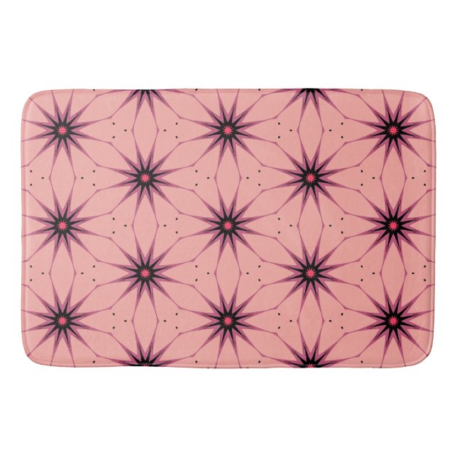Pink Starburst Geometric Pattern Lamp Bath Mat (Front)