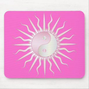 Pink Starburst Yin Yang Mouse Pad