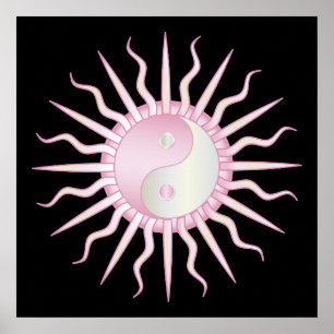 Pink Starburst Yin Yang Poster