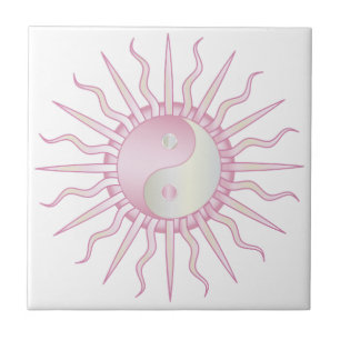 Pink Starburst Yin Yang Tile
