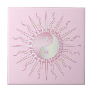 Pink Starburst Yin Yang Tile