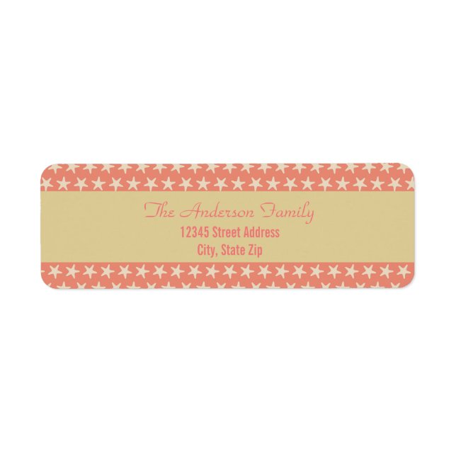 Pink Starfish Beach - Return Address Labels (Front)