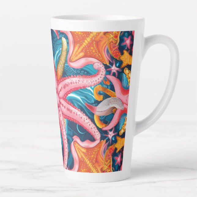 Pink starfish  latte mug (Right)