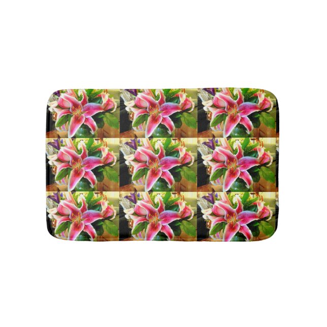 pink stargazer lilies bath mat (Front)