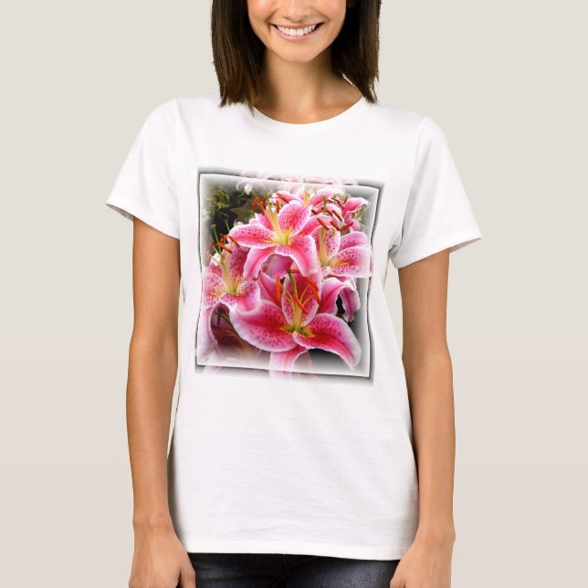 Pink Stargazer Lilies T-Shirt (Front)