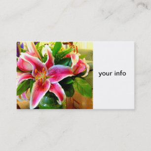 pink stargazer lily business card