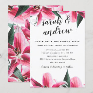 Pink Stargazer Lily Faire-part de mariage Floral