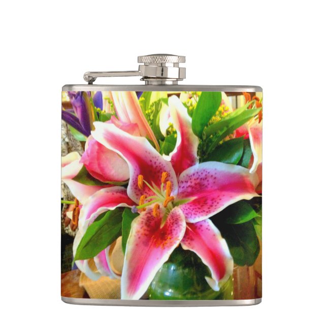 pink stargazer lily flask (Front)