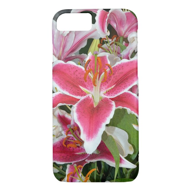 Pink stargazer lily iphone case (Back)