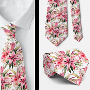 Pink Stargazer Lily Lilies Tie