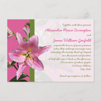 Pink Stargazer Lily Wedding invitation