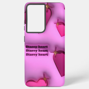 Pink Starry Heart Pattern Y2K Aesthetic Samsung Galaxy Case