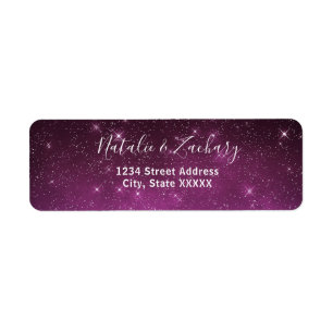 Pink Starry Night Celestial Return Address