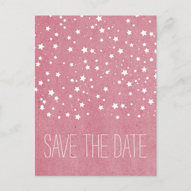 Pink Starry Night Save the Date Postcard (Front)