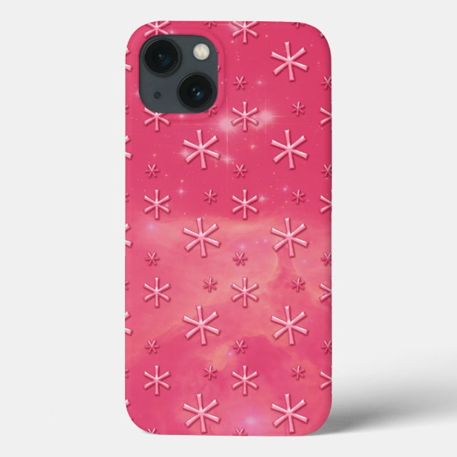 Pink Starry Sky Astrisk Pattern iPhone 13 Case (Back)