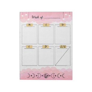 Pink Starry Sky Bullet Journal Weekly Planner Notepad