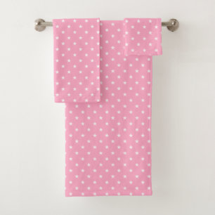 Pink Stars Bath Towel Set