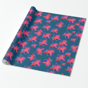 Pink Stars Christmas Eve Wrapping Paper