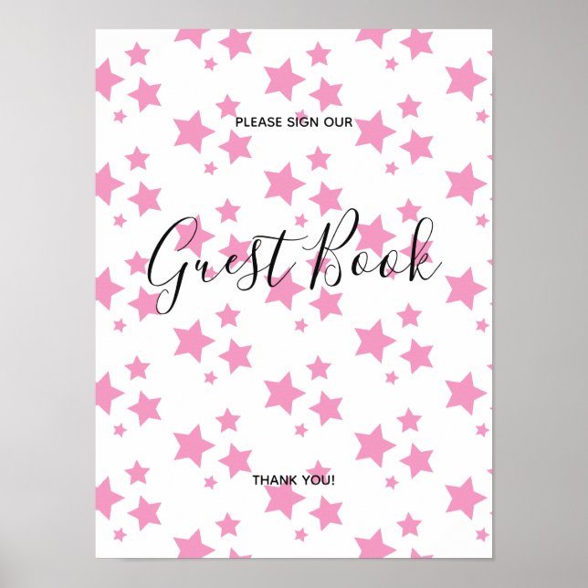 Pink Stars Design moderne Book Sign Poster (Devant)