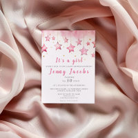 Pink stars dreamy baby shower invitation