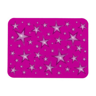 Pink Stars flexible magnet pink
