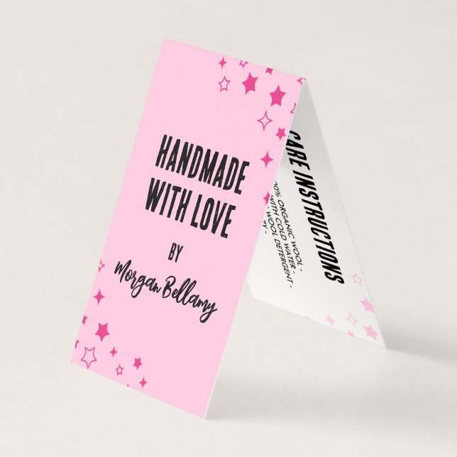Pink Stars Handmade With Love Hang Tag (Front)