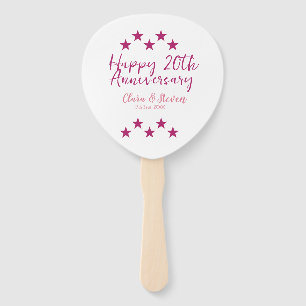 pink stars happy 20th anniversary wedding trendy b hand fan