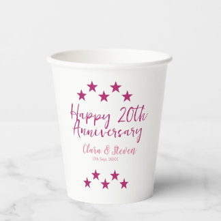 pink stars happy 20th anniversary wedding trendy b paper cups