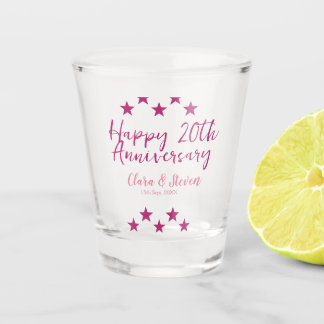 pink stars happy 20th anniversary wedding trendy b shot glass