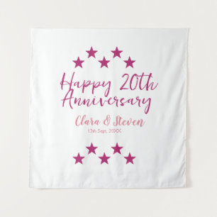 pink stars happy 20th anniversary wedding trendy b tapestry