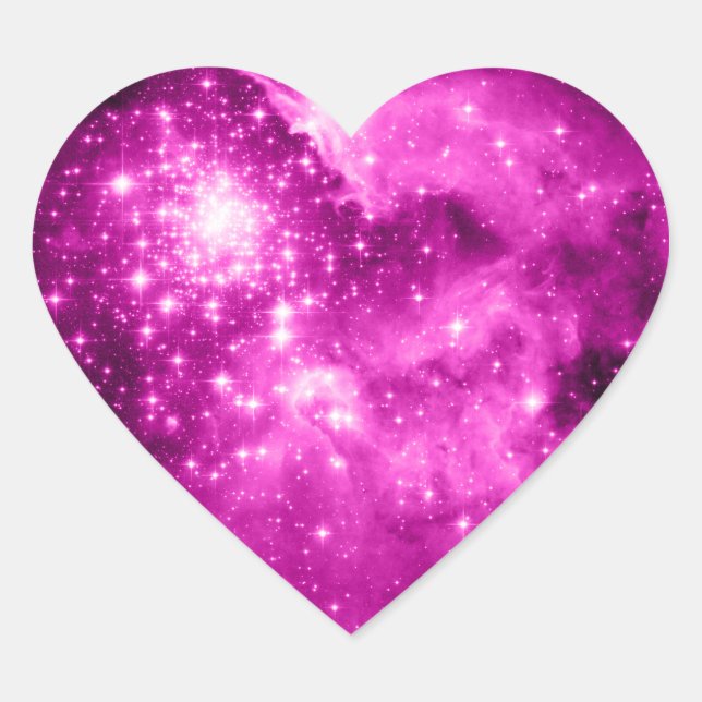 Pink Stars Heart Sticker (Front)