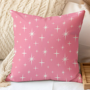 Pink Stars Mid Century Modern Atomic Starburst Throw Pillow