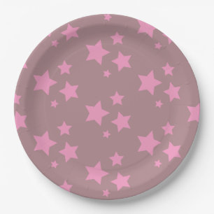 Pink Stars Modern design Kids Baby Circus Party Paper Plate