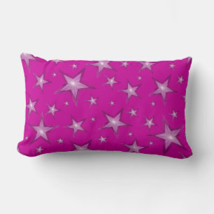 Pink Stars printed throw pillow lumbar pink